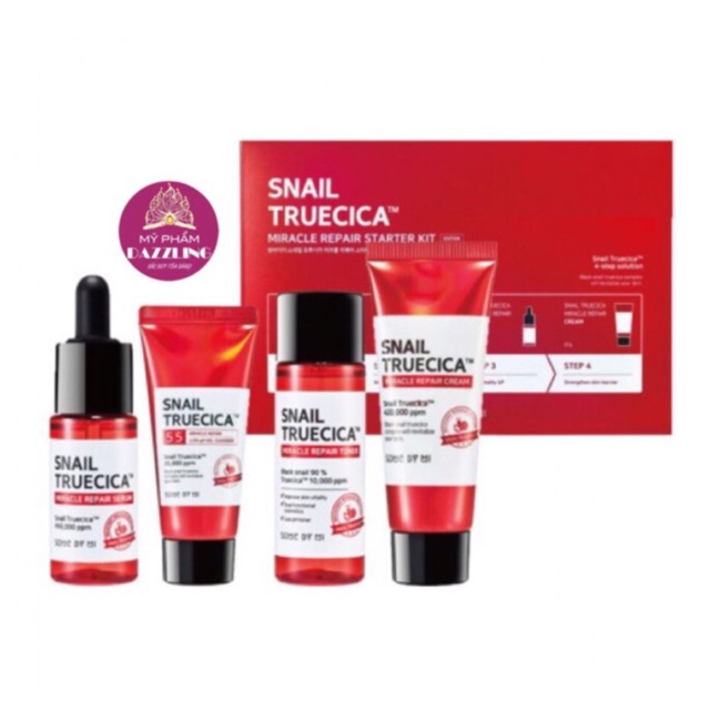 Bộ Kit 4 Sản Phẩm Phục Hồi Da Ốc Sên Some By Mi Snail Truecica Minisize