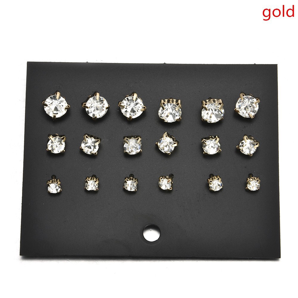 Bộ 9 đôi khuyên tai đính pha lê giả phong cách xu hướng Hàn Quốc thời trang cho nữ