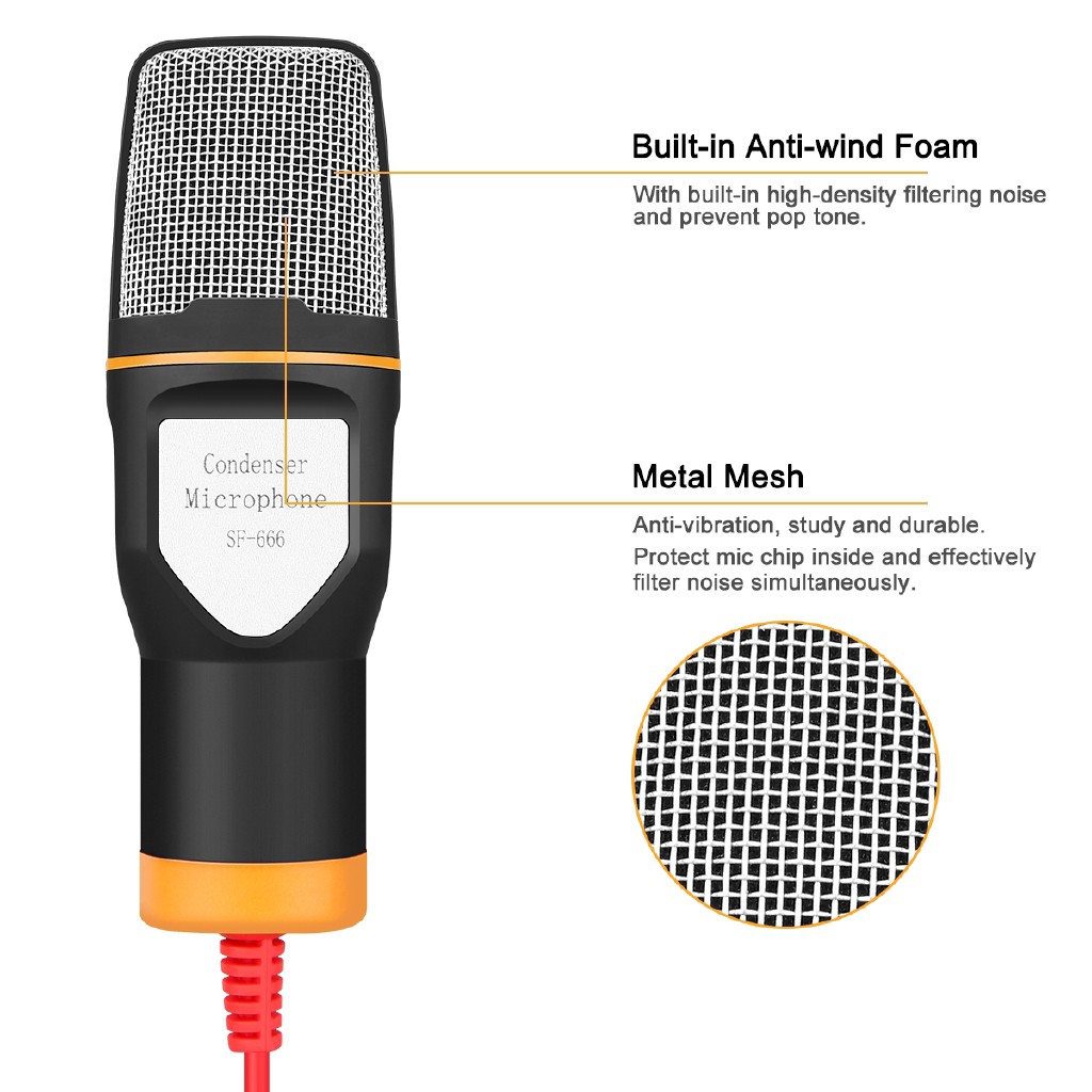 MIC Thu Âm Kèm Giá Đỡ Tương thích smartphone, máy tính bảng, máy tính để bàn, laptop MIC V10