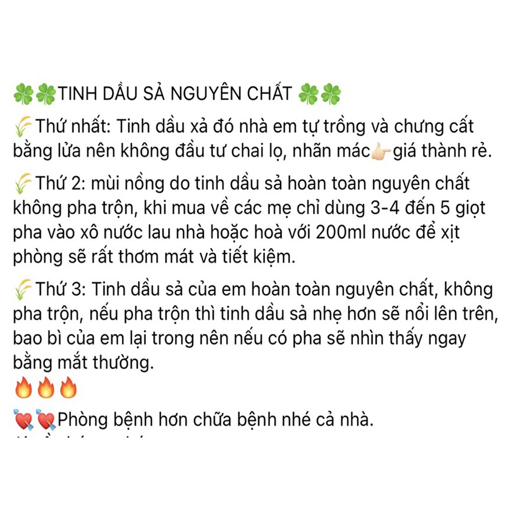 Tinh dầu sả nguyên chất 100%, MƯỜNG TÈ - LAI CHÂU : 1 lit - 0.5 lit