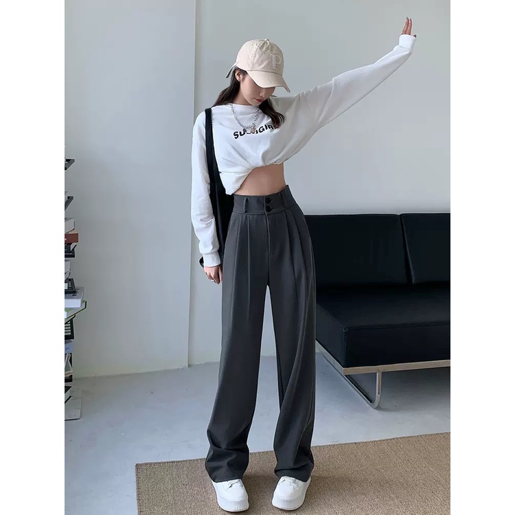 Quần ống rộng Lưng Cao Thời Trang retro Cho Nữ