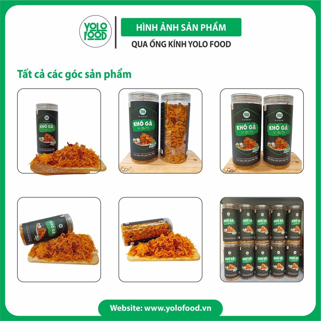 Khô gà bơ tỏi 300g YOLO FOOD đồ ăn vặt, ngon, chất lượng, khô gà bơ tỏi xé cay loại 1 vị truyền thống đóng hộp atvstp