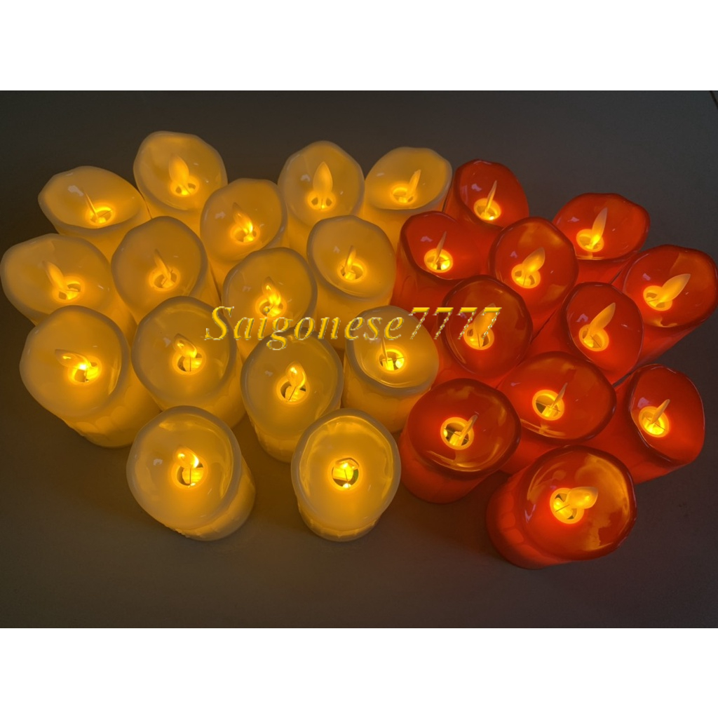 (Chọn Màu-Kèm Sẵn Pin) 1 Cây Nến Sáp Điện Tử Đèn Led Tim Lắc Trang Trí Lễ Tiệc Thờ Cúng Lễ Vu Lan Candle Led Light