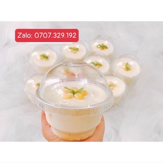 50 Ly lùn nắp cầu 200ml dùng lạnh    - Ly đựng tiramisu - Ly đựng bánh mousse