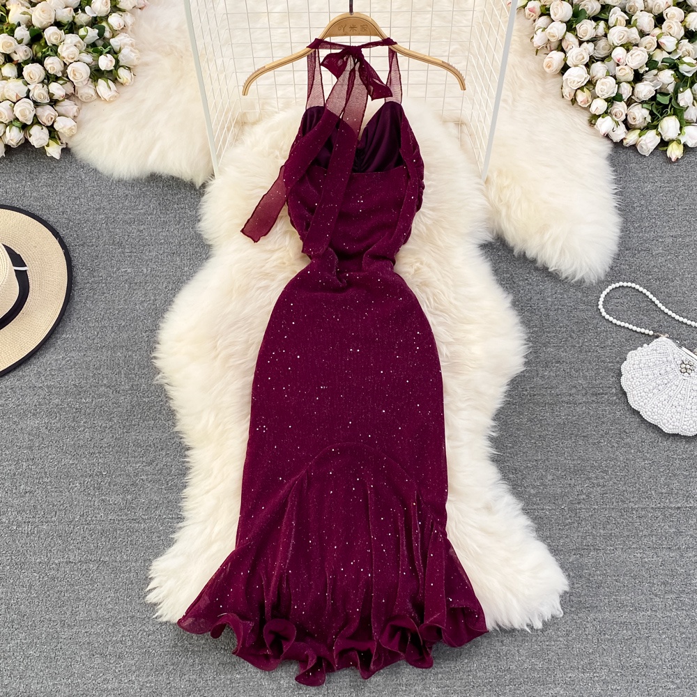 🌸Hàng Order🌸Váy Đầm Body Đuôi Cá Nhún Ngực Thắt Dây Lấp Lánh Tiệc Cưới Sang Chảnh Nữ Tính🌸Hàng Quảng Châu