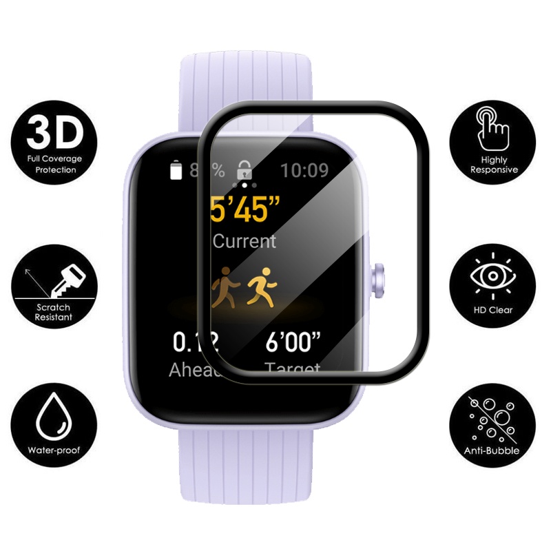 Kính Cường Lực Cong 3d Trong Suốt Bảo Vệ Màn Hình Cho Đồng Hồ Thông Minh amazfit bip 3 5 bip3 pro
