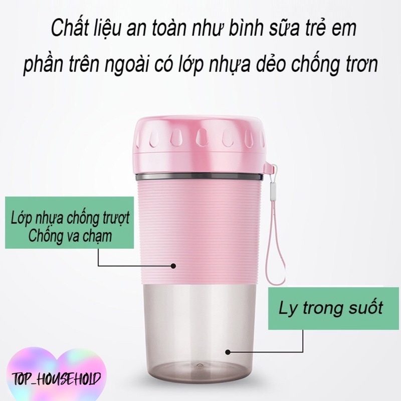 Máy xay sinh tố mini cầm tay đa năng Juice Cup, Fruit Cup 4 lưỡi - Máy Xay Sinh Tố Du Lịch