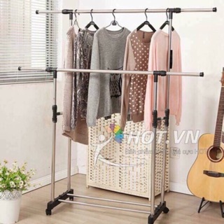 Giá phơi quần áo inox 2 tầng chữ h giá buôn