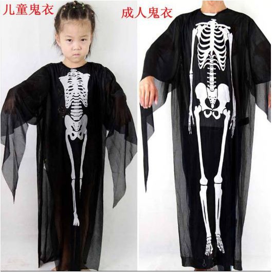 Set hóa trang halloween, set áo choàng bộ xương, áo choàng hóa trang