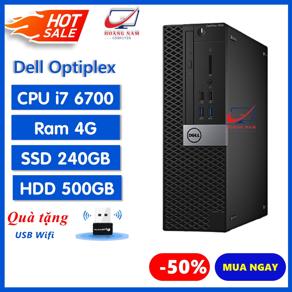 Case Dell Core i7 ⚡️Freeship⚡️ Máy Bộ Văn Phòng - Dell Optiplex 7040 SFF (I7 6700/Ram 4G/SSD 240GB/HDD 500GB) - BH 12T