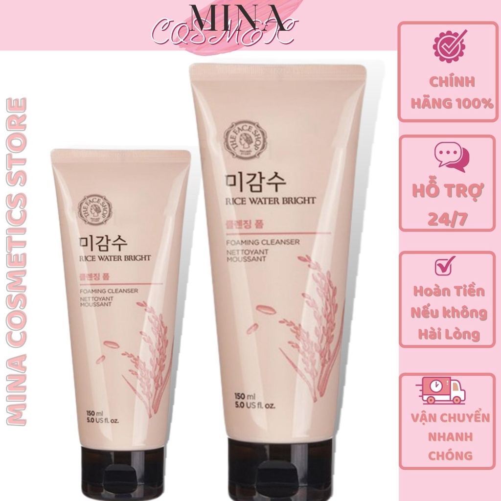 Sữa rửa mặt gạo TFS Hàn Quốc  Rice water bright rice bran cleansing foam