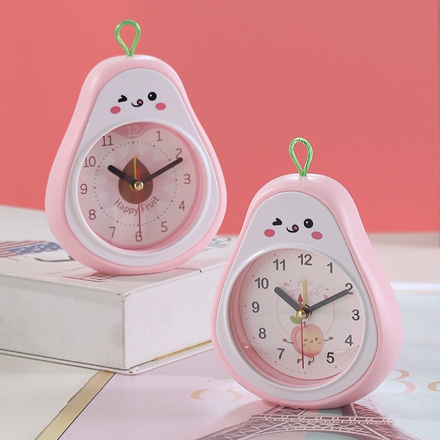 Đồng hồ báo thức để bàn quả bơ đào có sẵn giá rẻ đáng yêu quà tặng sinh nhật