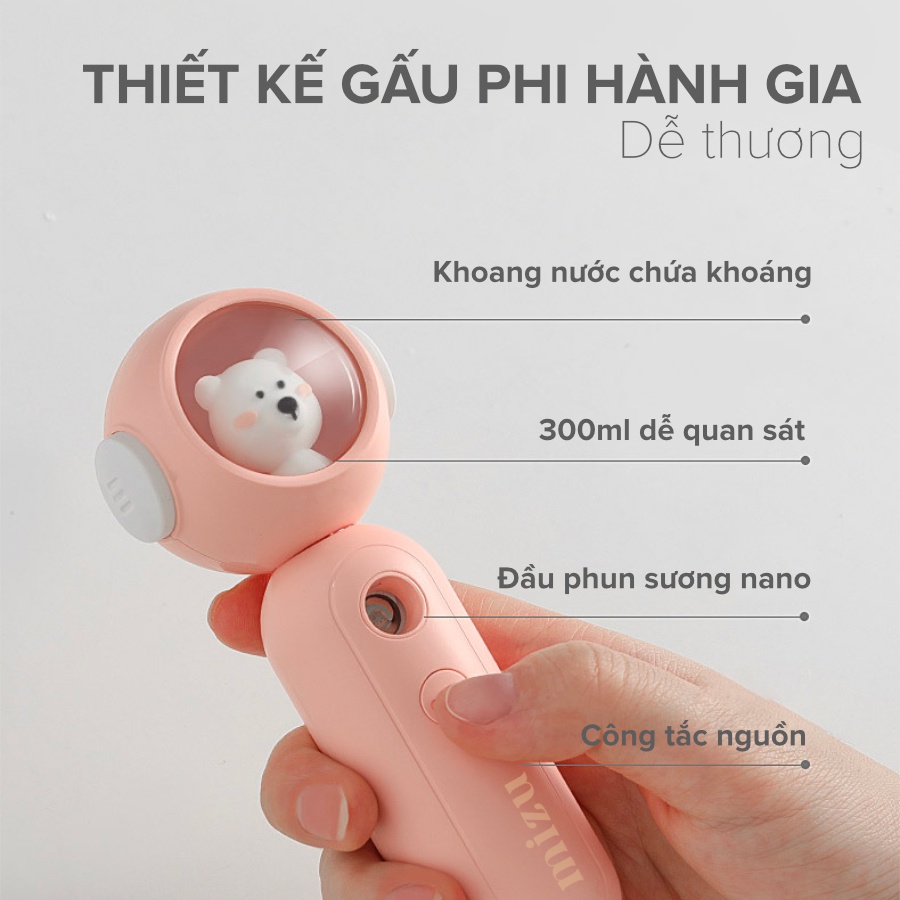 [Thương hiệu Nhật Bản] Máy Xông Mặt Phun Sương Cao Cấp Nano Cầm Tay Maxcare Mizu | Không Trôi Makeup , Cấp Ẩm Cho Da