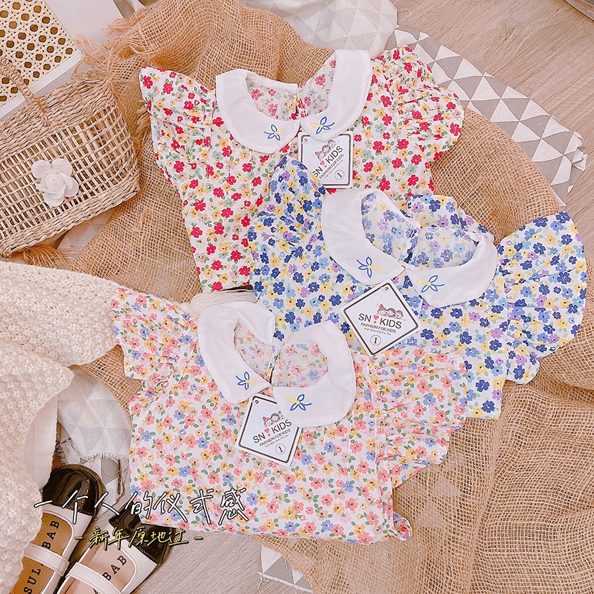 VÁY CHO BÉ GÁI TAY HOA BÈO XẾP LY, CHẠY CHIẾT LY NGỰC ĐẸP MÊ SIZE 9-21KG [V36]
