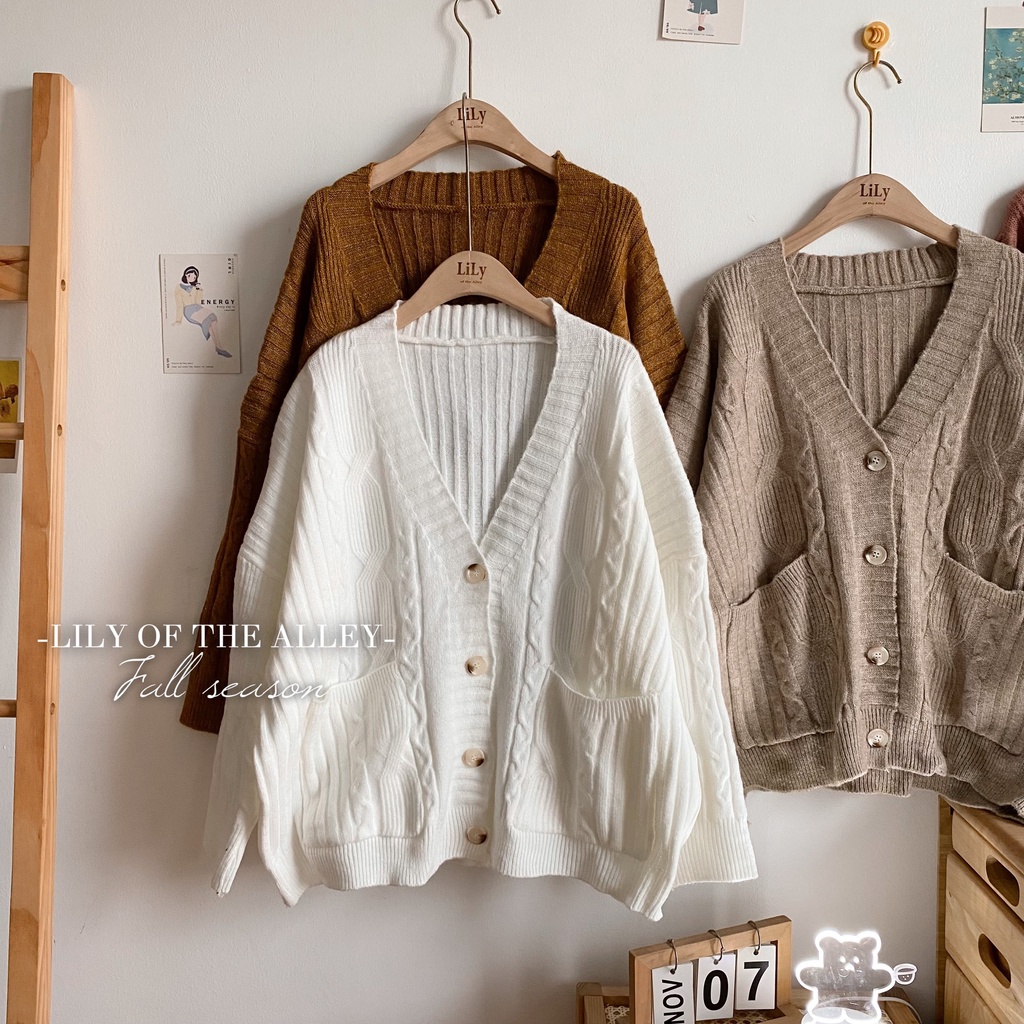 Áo cardigan len thừng 2 túi