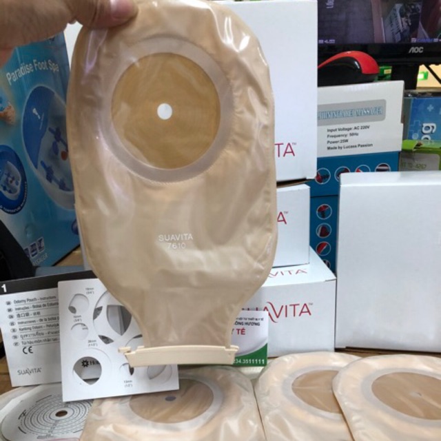 Túi hậu môn nhân tạo 1 một mảnh Suavita, túi chứa phân trong - đục một mảnh 70mm Suavita 7610 7620 của Mỹ