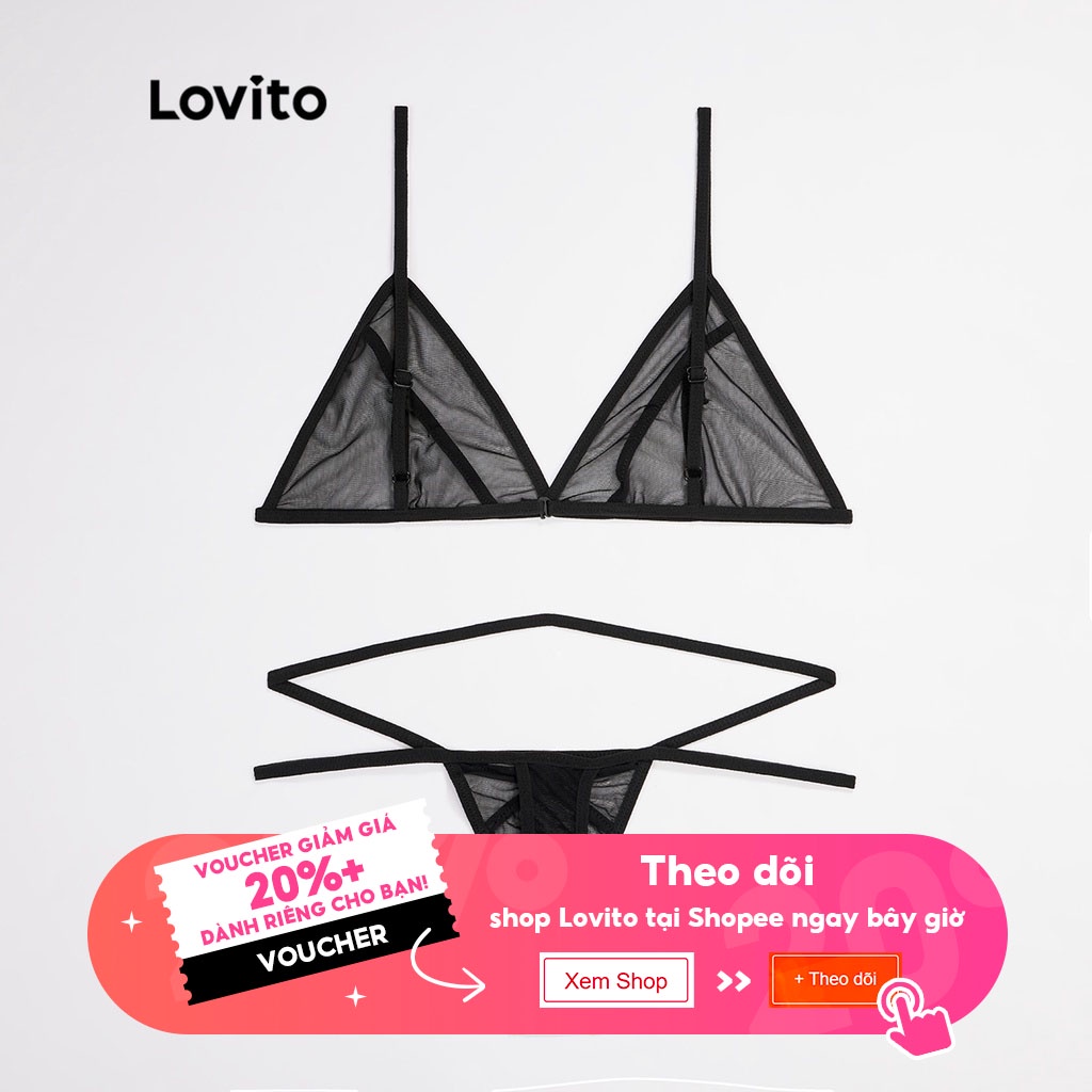 Đồ lót Lovito đan chéo lưới xuyên thấu đơn giản không có miếng đệm quyến rũ L17X617 (Đỏ / Đen) | BigBuy360 - bigbuy360.vn