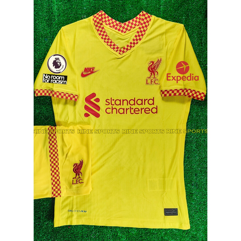Bộ áo bóng đá Liverpool - liver sân khách vàng Super bodyfix Thailand mùa giải 2021-2022 Hàng Thailand