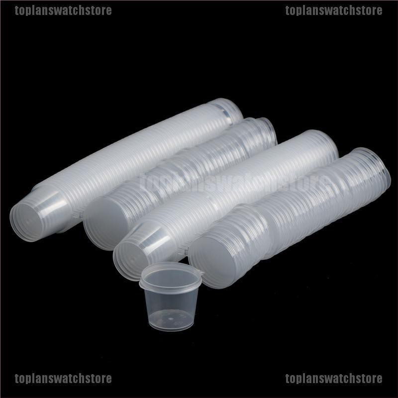 Set 100 Cốc Đựng Nước Sốt / Thực Phẩm Bằng Nhựa Trong Suốt Dùng Một Lần