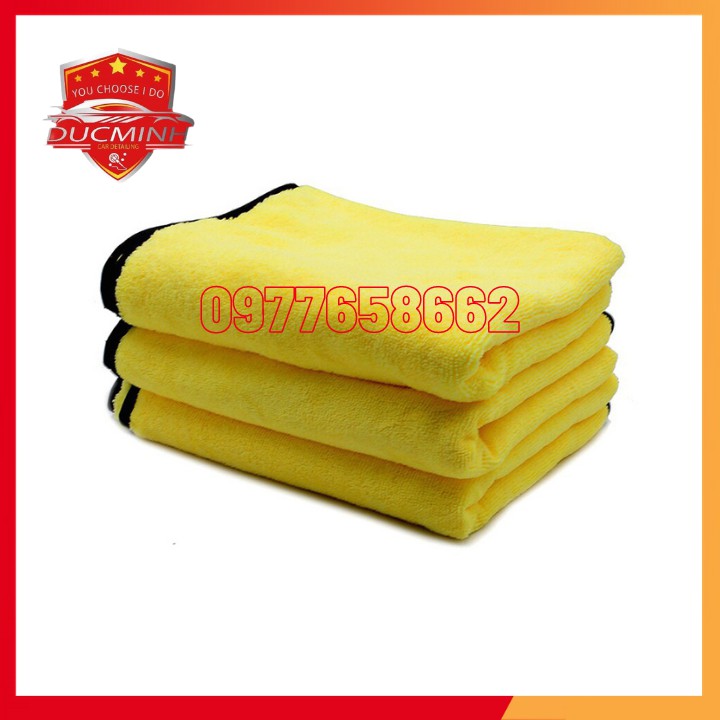 [ SIÊU THẤM HÚT ] Khăn Lau Xe Ô Tô Microfiber 💧 SIÊU THẤM CỰC DÀY💧 Chuyên Dụng -2 Mặt Xám Vàng