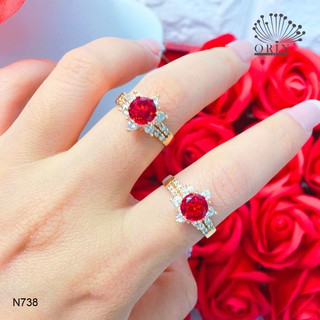 Nhẫn nữ đính đá đỏ thiết kế bền màu cao cấp Orin N738
