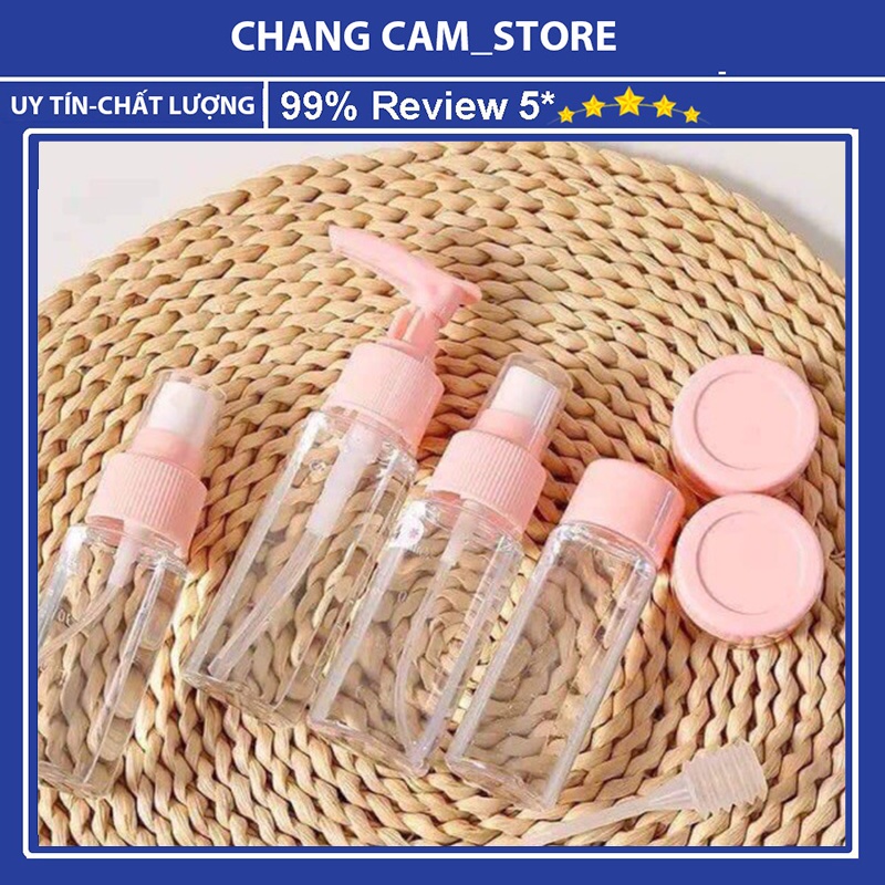 Bộ Chiết Mỹ Phẩm Nhựa Cao Cấp Mini 7 Món Siêu Tiện Dụng kèm túi đựng dễ dàng mang theo khi đi du lịch,công tác xa nhà