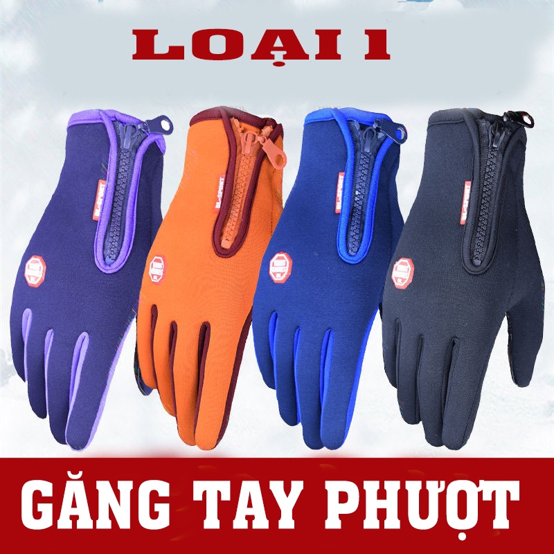 Găng tay phượt full ngón - Dòng Cao Cấp Cảm ứng 3 Ngón - Dầy hơn - Đi xe máy - Có khóa kéo - Bám chắc vào đồ vật
