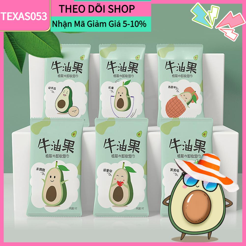 Texas053 Khăn tẩy trang Avocado ướt Dầu dưỡng ẩm dùng một lần Bụi bẩn Làm sạch da mặt lau