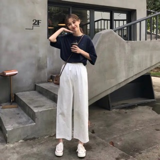 (ORDER) Quần nữ vải đũi ống suông rộng đơn giản nhẹ nhàng style Hàn Quốc