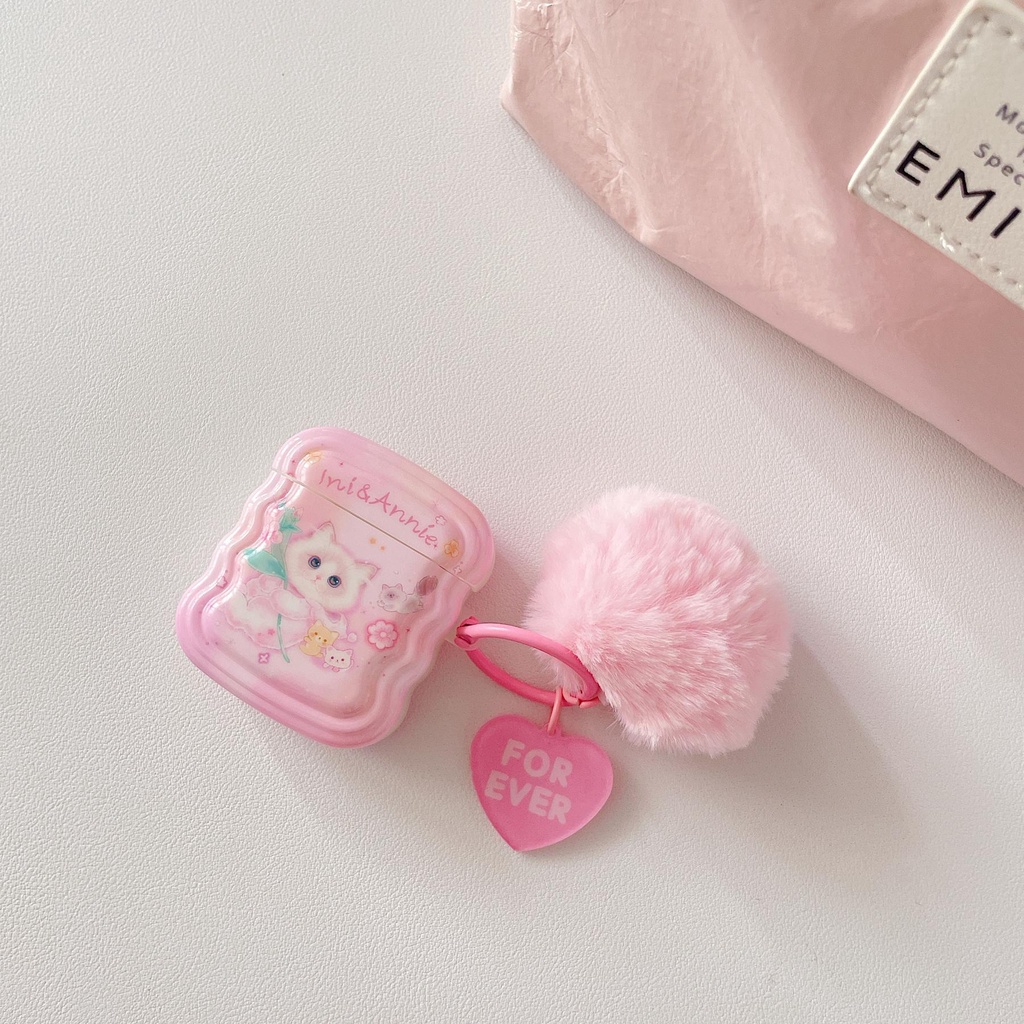 Vỏ Bảo Vệ Hộp Sạc Tai Nghe Bluetooth AirPods 1 2 pro 3 2021 gen3 Bằng Tpu Silicone Mềm Chống Rơi Họa Tiết Báo Hồng Và Mèo Dễ Thương