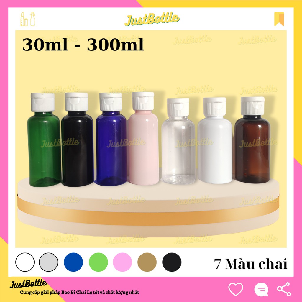 CHAI NHỰA PET NẮP BẬT 30ml 50ml 100ml 150ml 200ml 250ml 300ml  LỌ CHIẾT MỸ PHẨM Nhỏ trong suốt nâu xanh hồng đen trắng