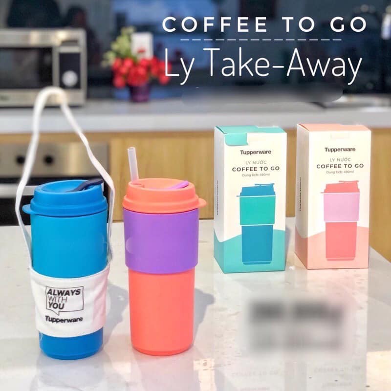 Ly đựng cà phê Coffee To Go 490ml Tupperware hoàn toàn kín khí chất liệu nhựa nguyên sinh an toàn