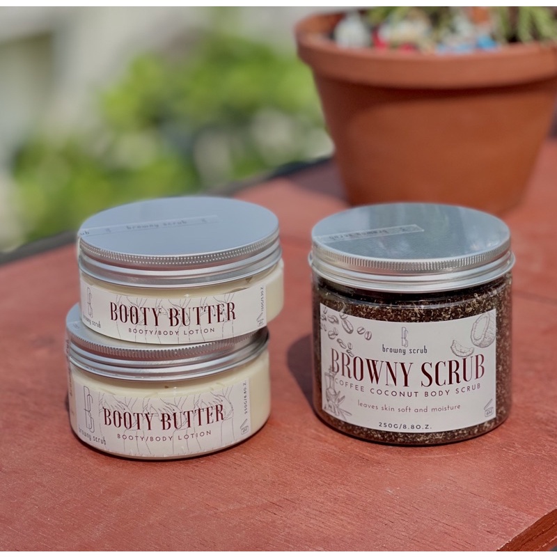 Combo tẩy da chết browny scrub x kem dưỡng b00ty butter handmade - ảnh sản phẩm 1