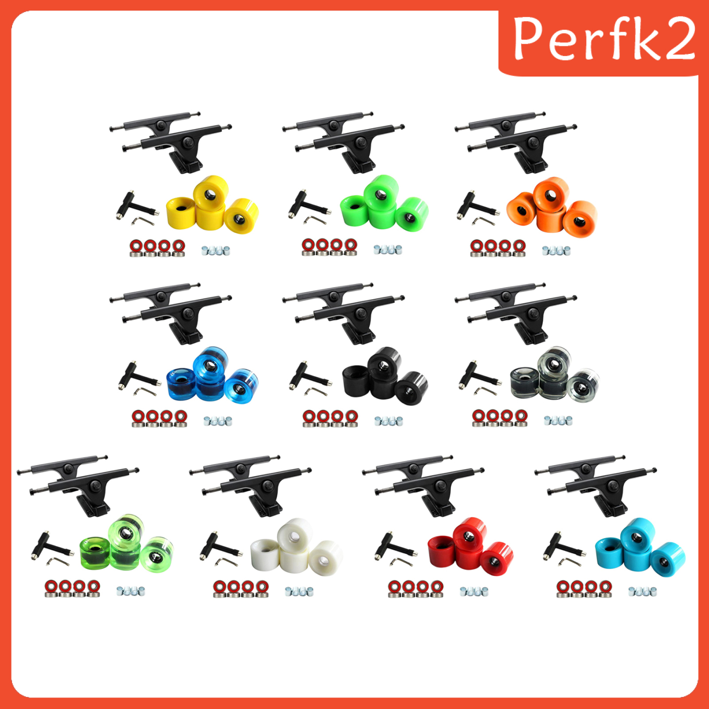 [PERFK2]Skateboard Trucks 7'' Bearings Longboard Wheel Roller T-Tool