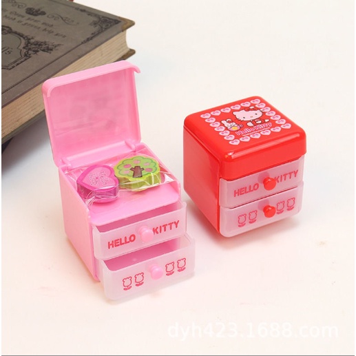 Set tẩy kitty kèm hộp có ngăn kéo T100 gôm cute dễ thương