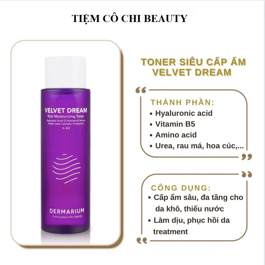 Toner  Dermarium Dưỡng Ẩm Velvet Dream 150ml | Tiệm Cô Chi Beauty