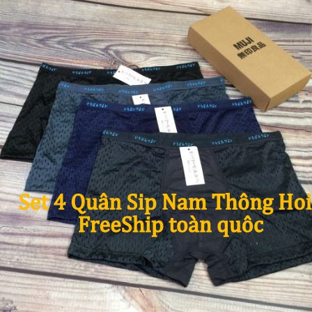 Combo Hộp 4 Quần Sịp Đùi Chéo Nam Hàng Nhật - Quần Lót Nam Hàng Cao Cấp - Sịp Nam MUJI Thông Hơi Giá Siêu Rẻ