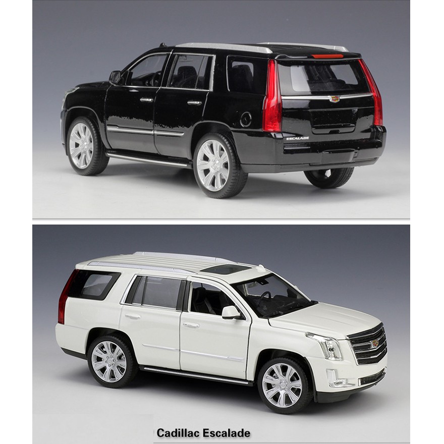 Mô hình xe ô tô Cadillac Escalade 1:24 Welly bằng kim loại mở được 2 cửa xe và nắp máy quà tặng đồ chơi trẻ em