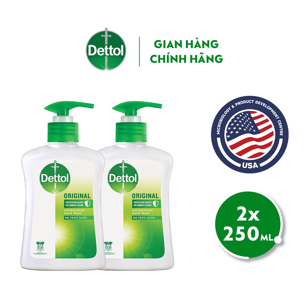 Combo 2 chai nước rửa tay Dettol kháng khuẩn - chai 250g