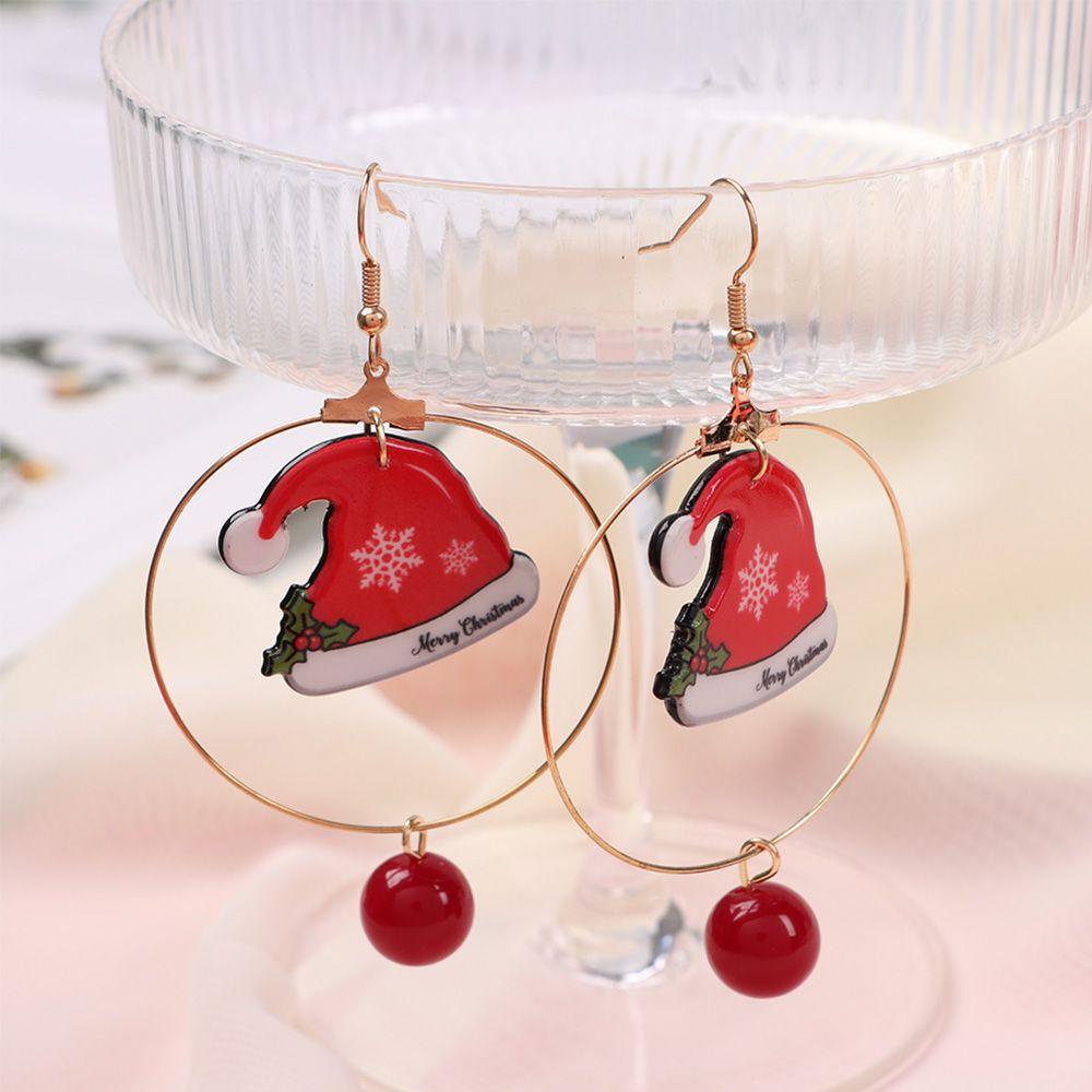 NIUYOU 1 Đôi Bông Tai Vòng Lớn Sáng Tạo Nhiều Màu Sắc Cho Giáng Sinh