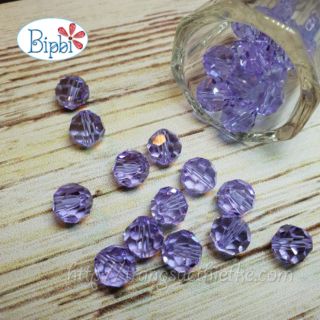 10 viên pha lê Tiệp tím nhạt tròn 8mm