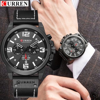 Đồng hồ quartz curren chống thấm nước với dây đeo da