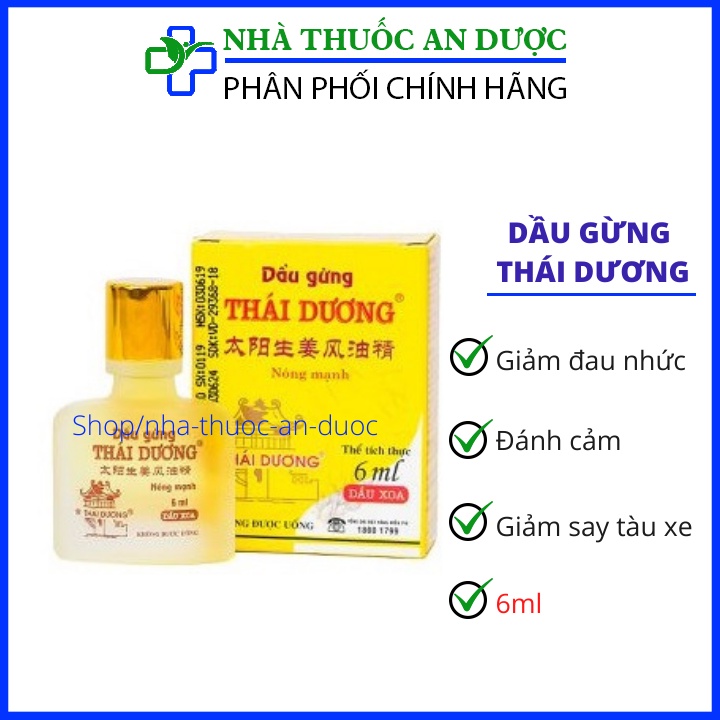 Dầu gừng Thái Dương xoa bóp giảm đau nhức vai gáy , giảm cảm , ngứa do côn trung chai 6ml