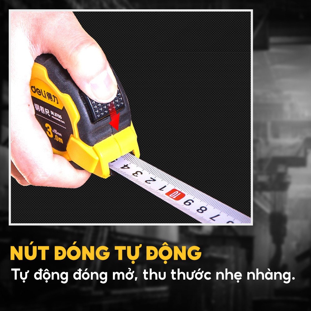 Thước cuộn thép cao cấp 3mx16mm Deli DL3795 - Cam kết chính hãng - Bảo hành 12 tháng 1 đổi 1