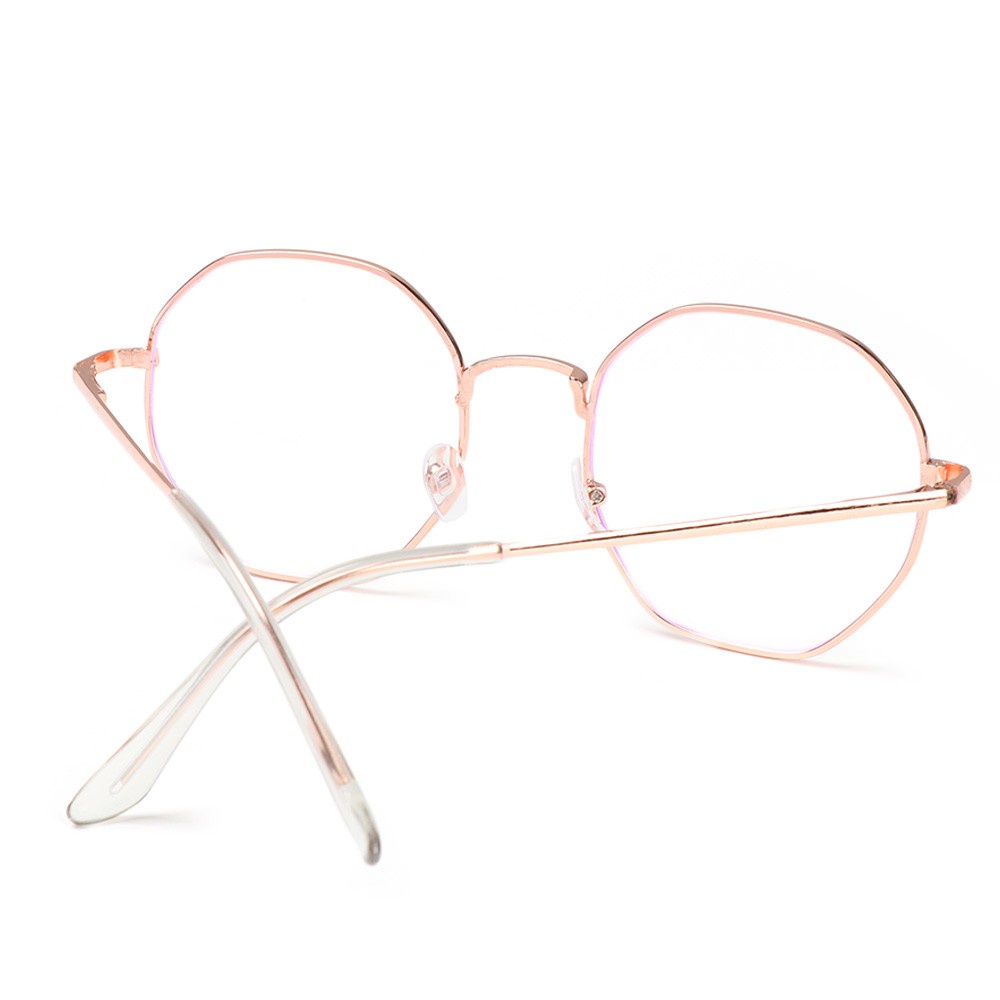 Mắt kính gọng hình lục giác bằng kim loại chống ánh sáng xanh cổ điển thời trang