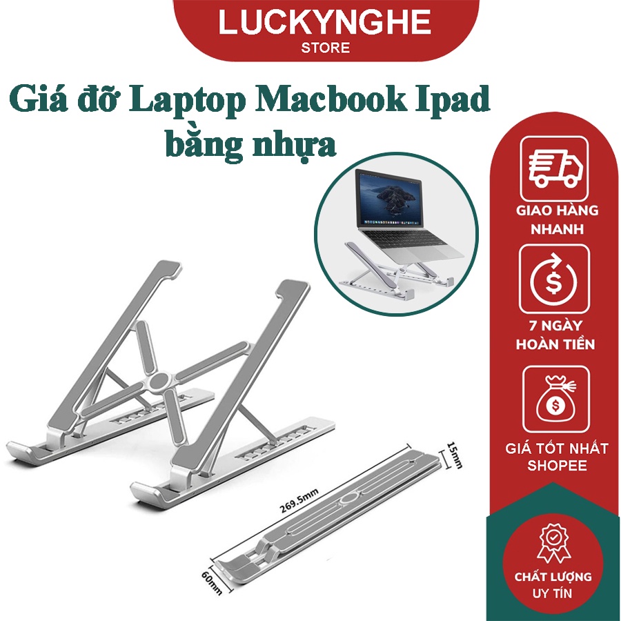 Giá đỡ LAPTOP, MACBOOK, IPAD bằng nhựa có thể điều chỉnh được độ cao, đế tản nhiệt laptop, đế kê laptop nhựa