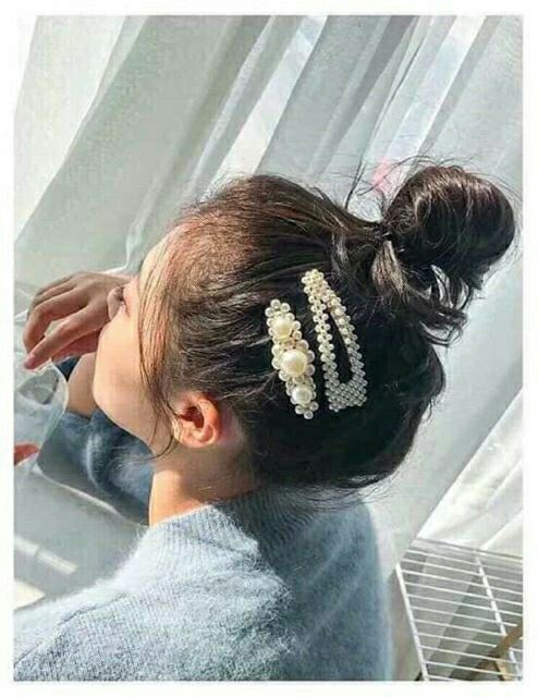 Kẹp đính hạt trai,  kẹp ngọc set 4 cái