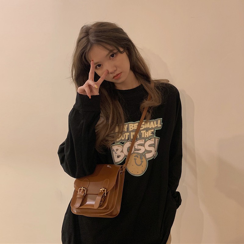Áo thun nữ dài tay BOSS Unisex phong cách ulzzang Hàn Quốc thời trang