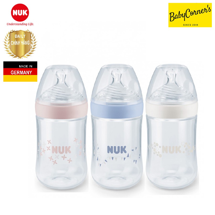 BÌNH SỮA NUK CỔ RỘNG NATURE SENSE NHỰA PP 260ML CHO BÉ