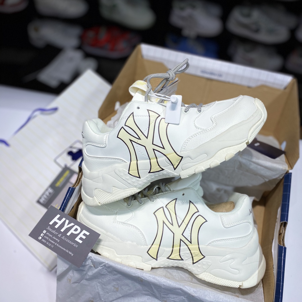 Giày sneaker MLB chunky NY Trắng chữ vàng - Hype Sneaker | Bản 1:1.